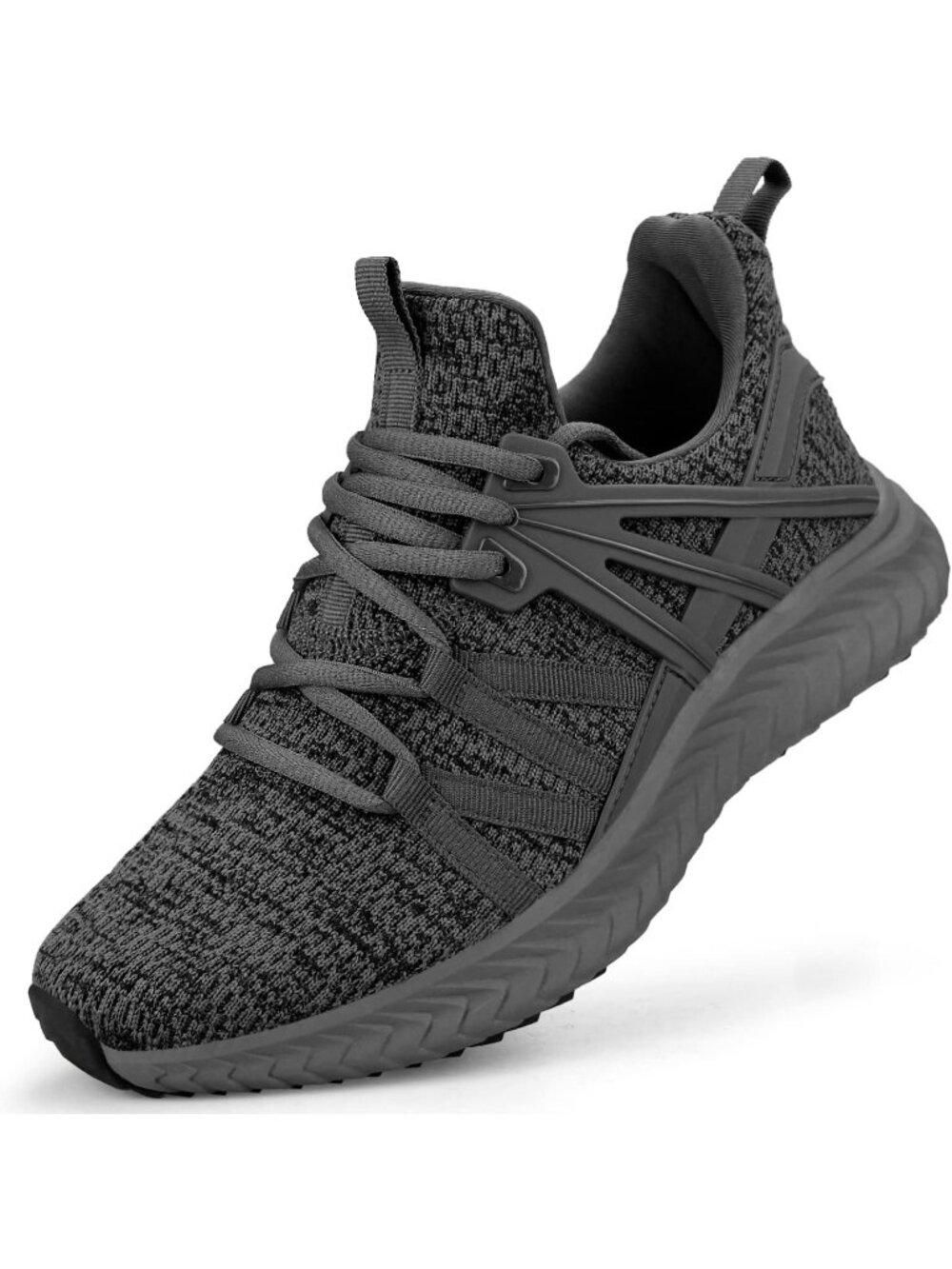 Women's Dark Grey Lightweight Mesh Running Walking Slip On Tennis Sneakers